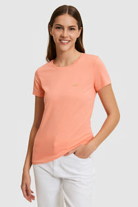 Tricou Damă Cu Decolteu La Baza Gatului Roz Somon