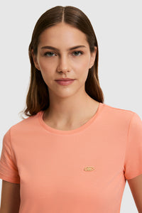 Tricou Damă Cu Decolteu La Baza Gatului Roz Somon