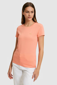 Tricou Damă Cu Decolteu La Baza Gatului Roz Somon