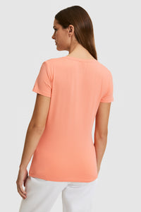 Tricou Damă Cu Decolteu La Baza Gatului Roz Somon