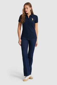 Tricou Polo Damă Bleumarin Cu Logo Auriu
