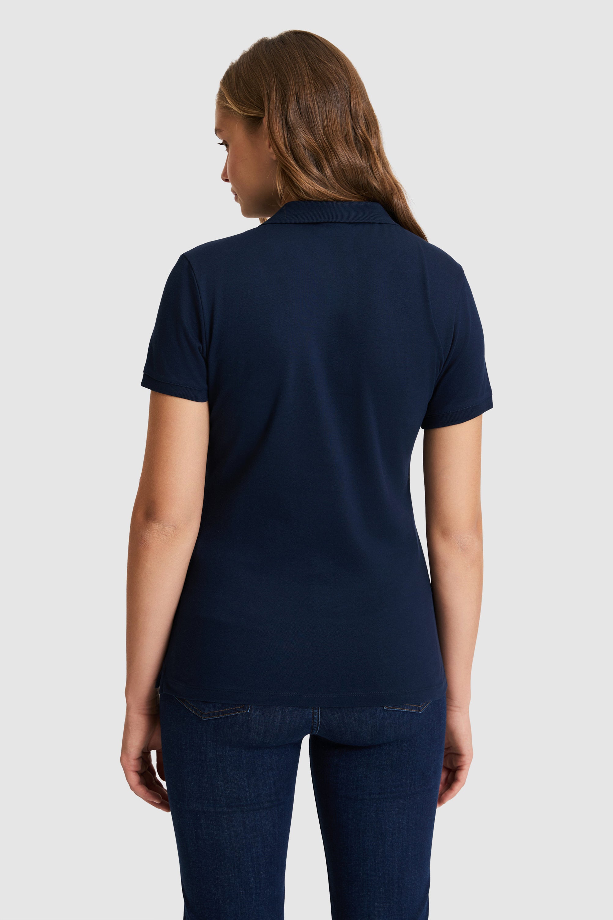 Tricou Polo Damă Bleumarin Cu Logo Auriu