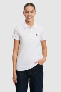Tricou Polo Damă Alb Cu Logo Brodat