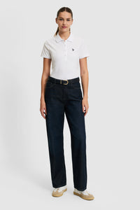Tricou Polo Damă Alb Cu Logo Brodat