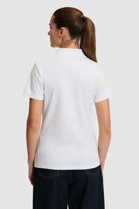 Tricou Polo Damă Alb Cu Logo Brodat