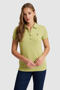 Tricou Polo Damă Verde Fistic Cu Logo Discret