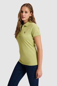 Tricou Polo Damă Verde Fistic Cu Logo Discret