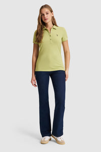 Tricou Polo Damă Verde Fistic Cu Logo Discret