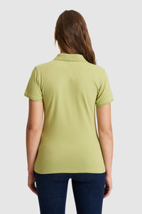 Tricou Polo Damă Verde Fistic Cu Logo Discret