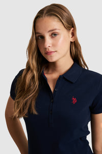 Tricou Polo Damă Bleumarin Cu Logo Discret