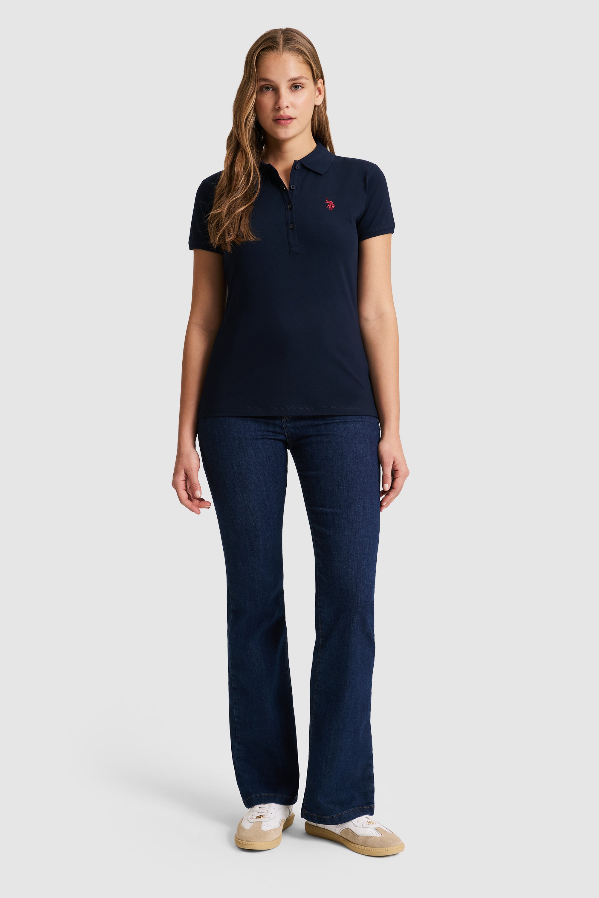 Tricou Polo Damă Bleumarin Cu Logo Discret