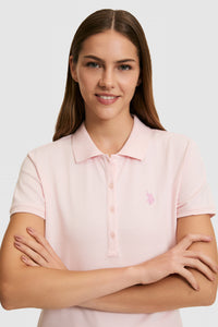 Tricou Polo Dama Roz Pal Cu Logo