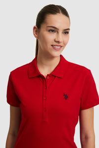 Tricou Polo Damă Roșu Cu Logo Discret