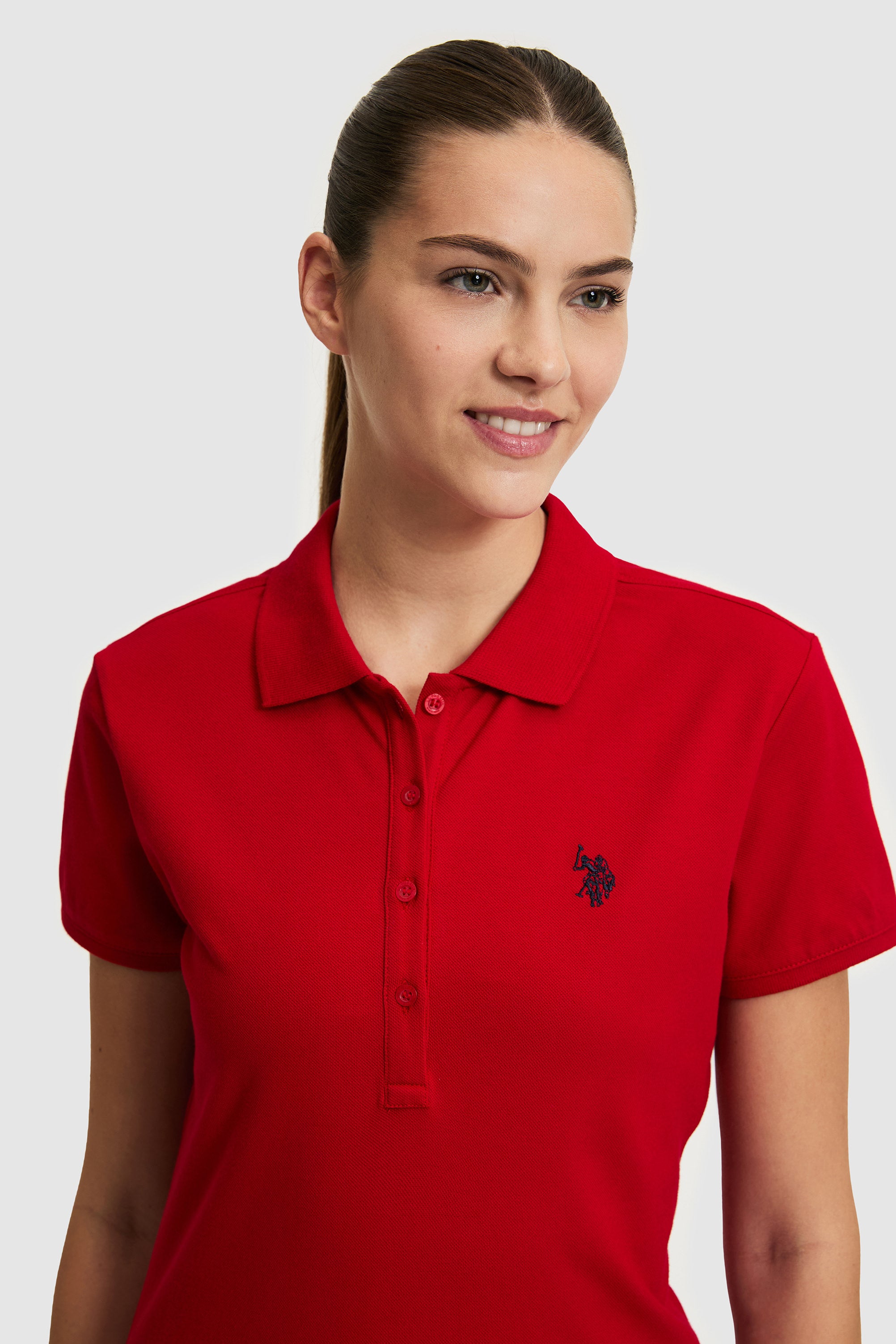 Tricou Polo Damă Roșu Cu Logo Discret