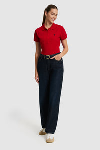 Tricou Polo Damă Roșu Cu Logo Discret