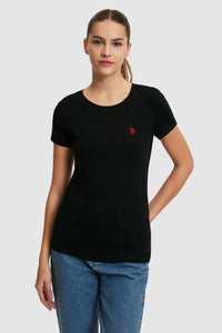 Tricou Dama Negru Cu Decolteu Rotund Si Logo