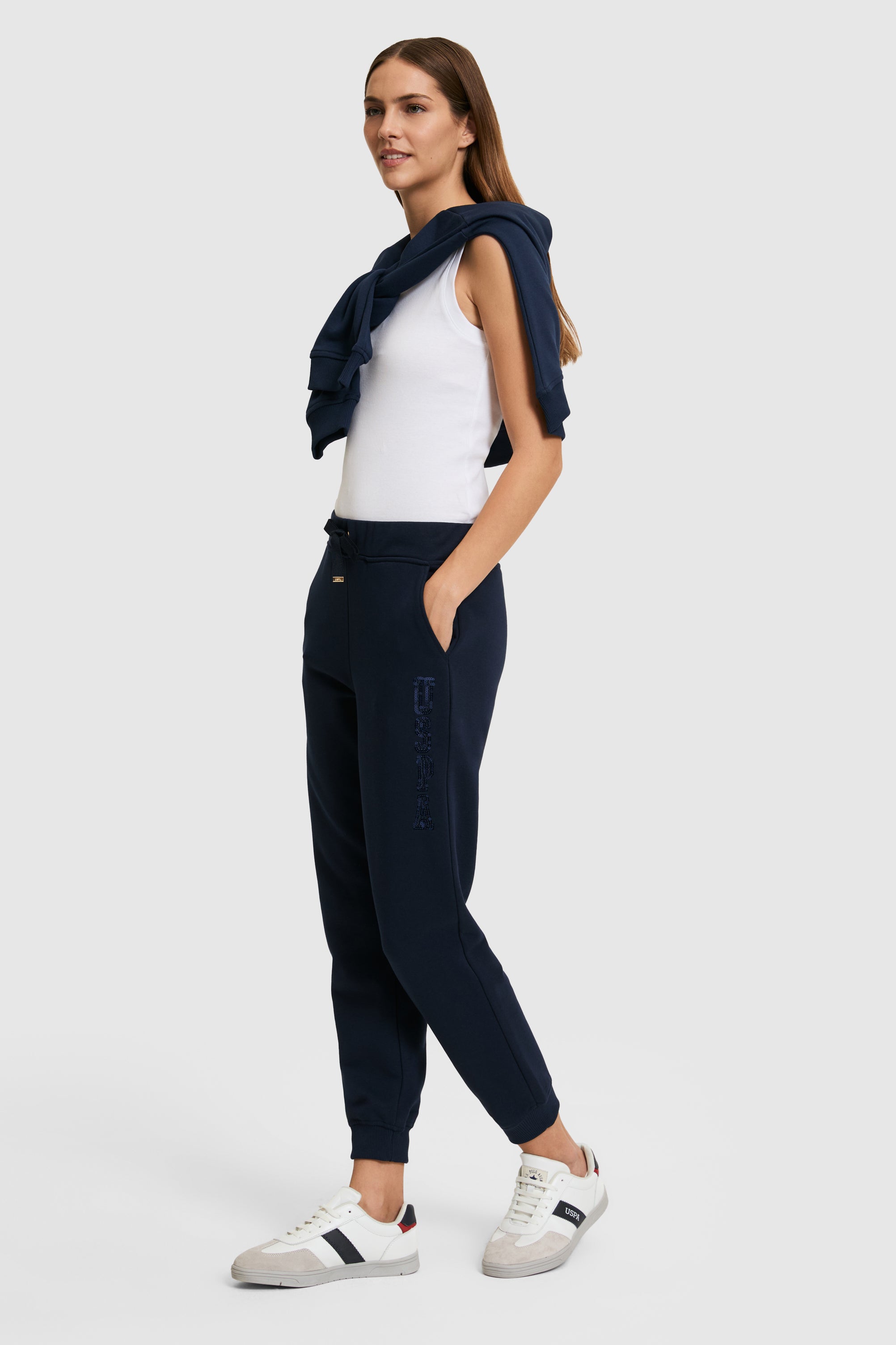 Pantaloni Sport Dama Bleumarin Cu Logo USPA
