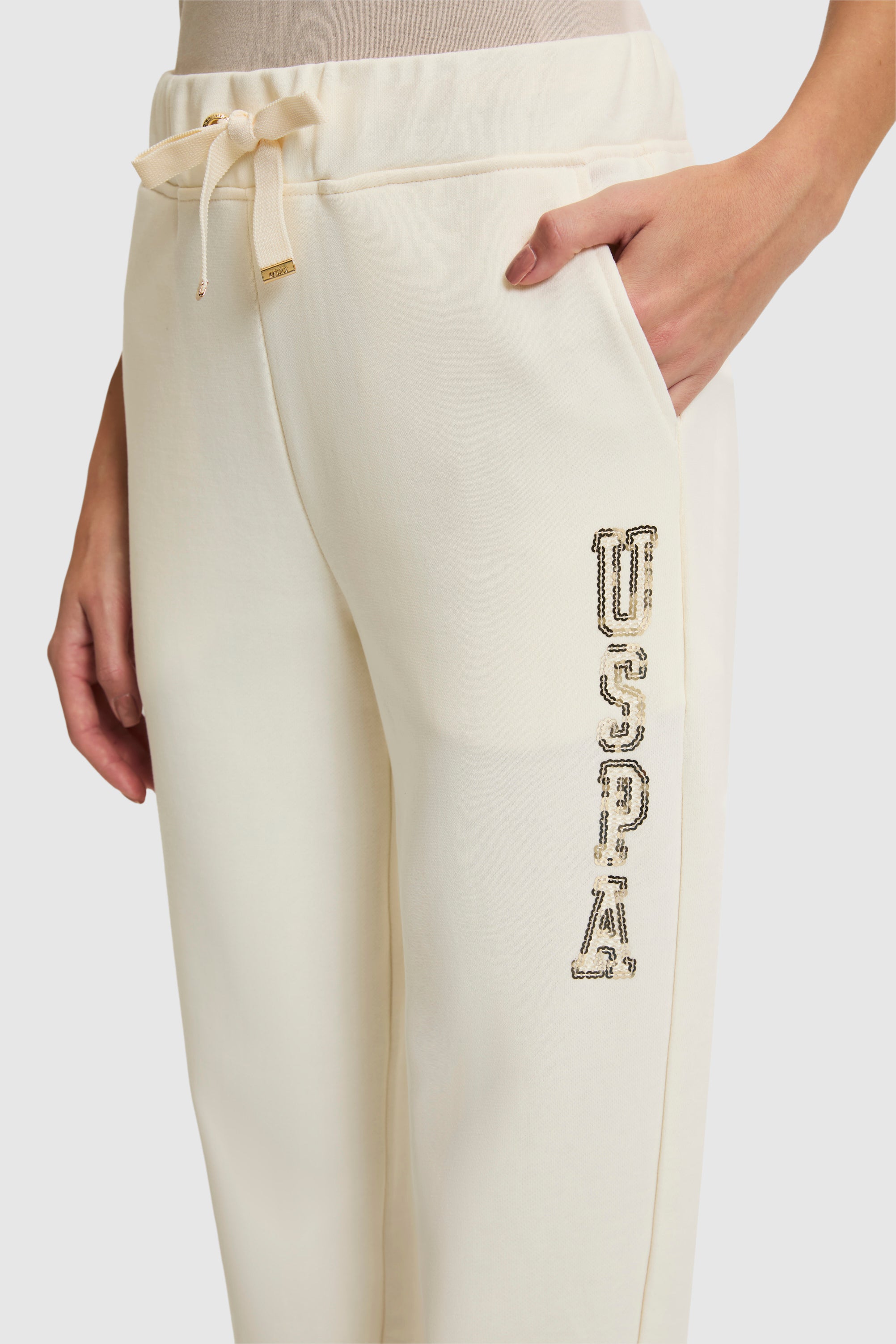 Pantaloni sport albi de damă