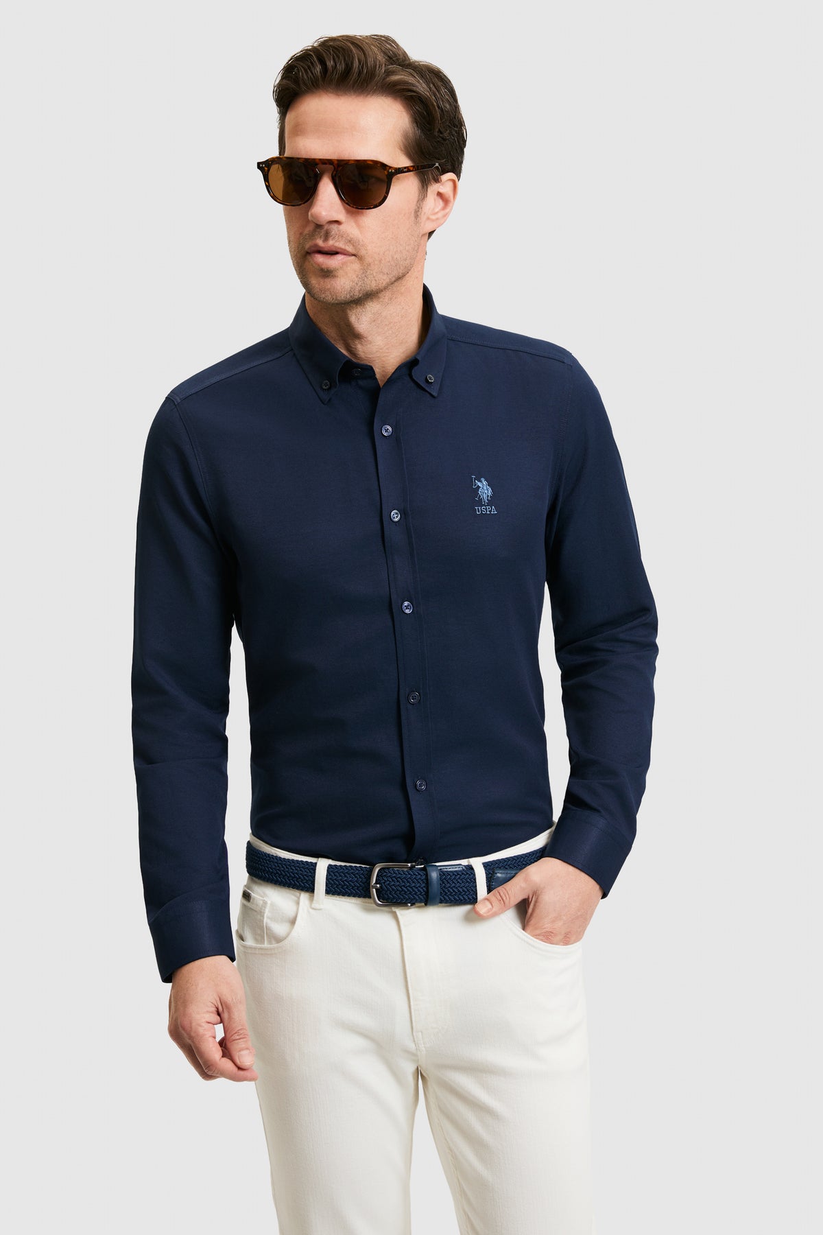 Camasa Barbat Bleumarin Cu Logo Brodat