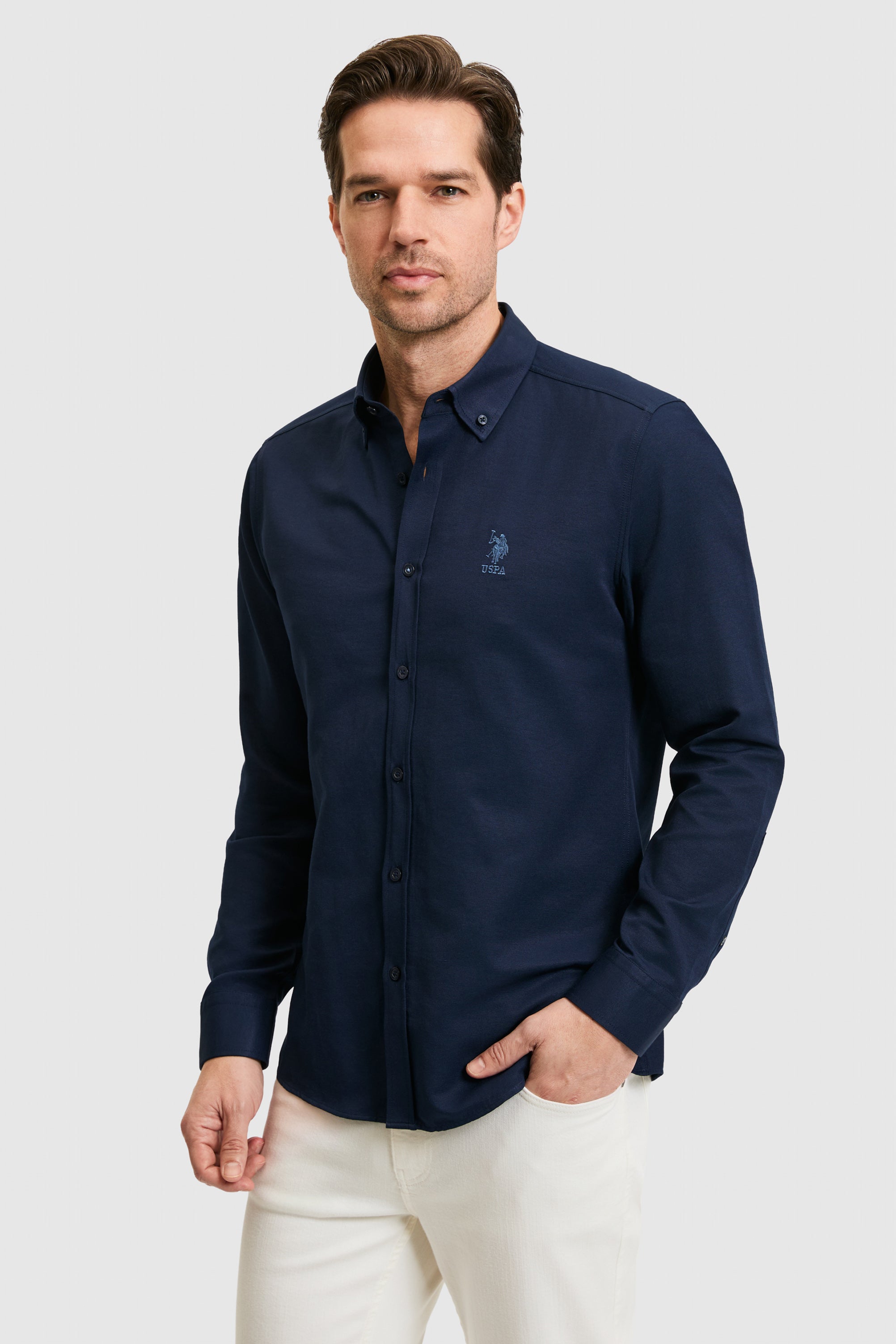 Camasa Barbat Bleumarin Cu Logo Brodat