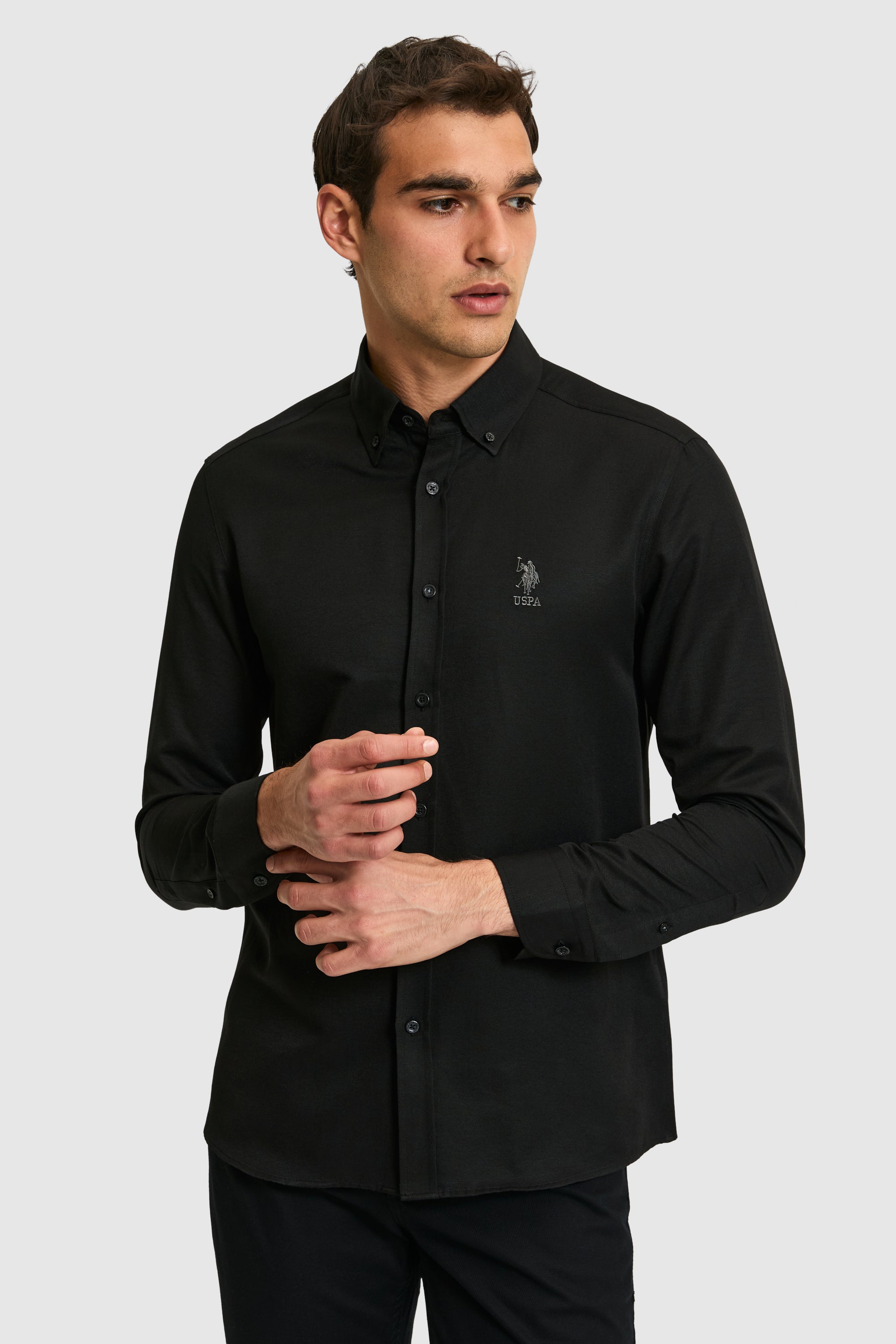 Camasa Barbat Negru Cu Logo Brodat