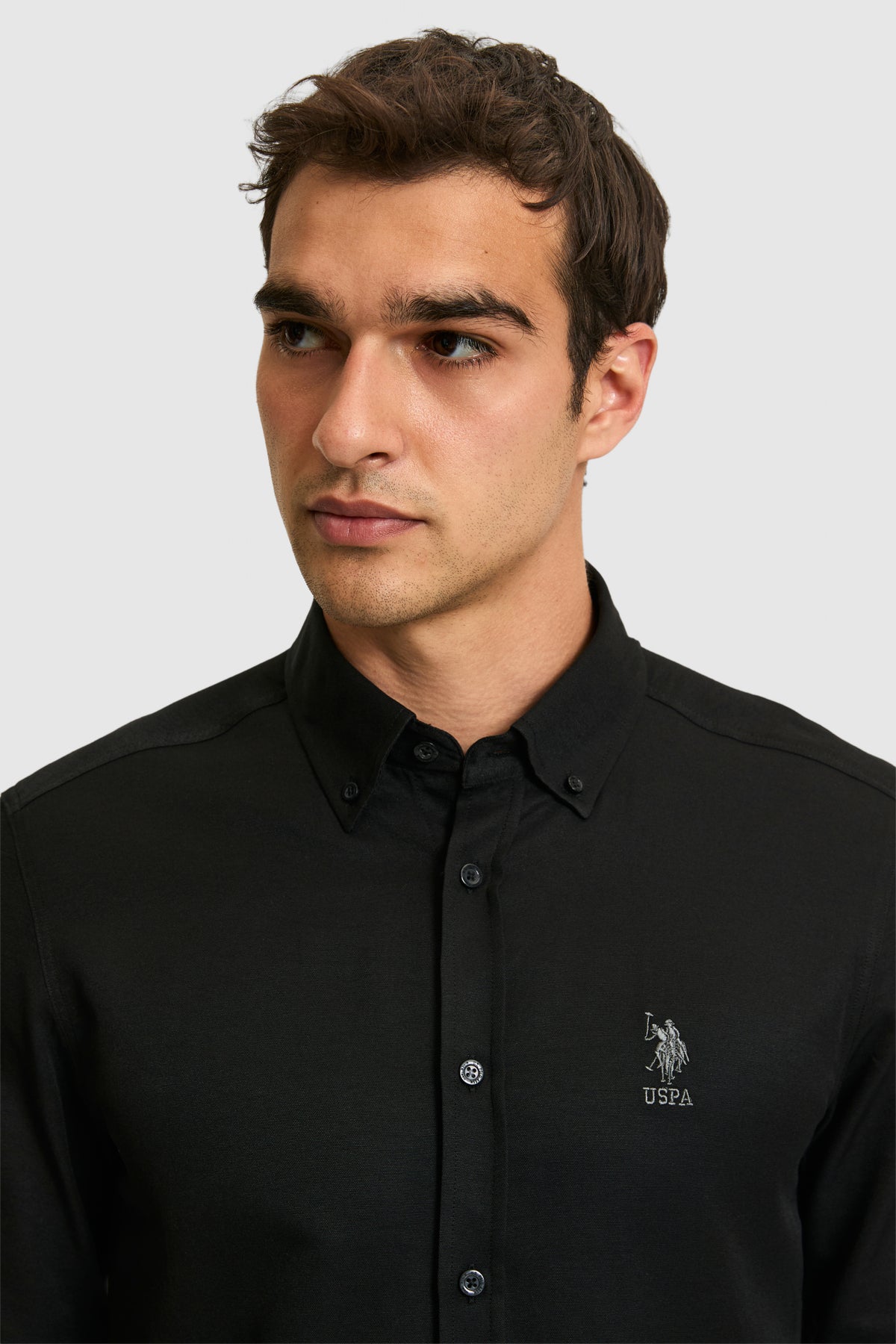 Camasa Barbat Negru Cu Logo Brodat