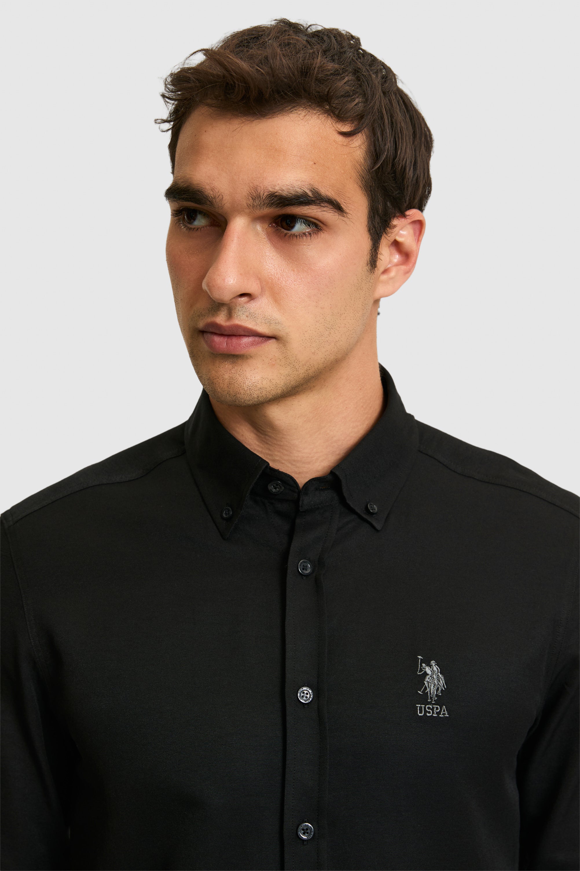 Camasa Barbat Negru Cu Logo Brodat