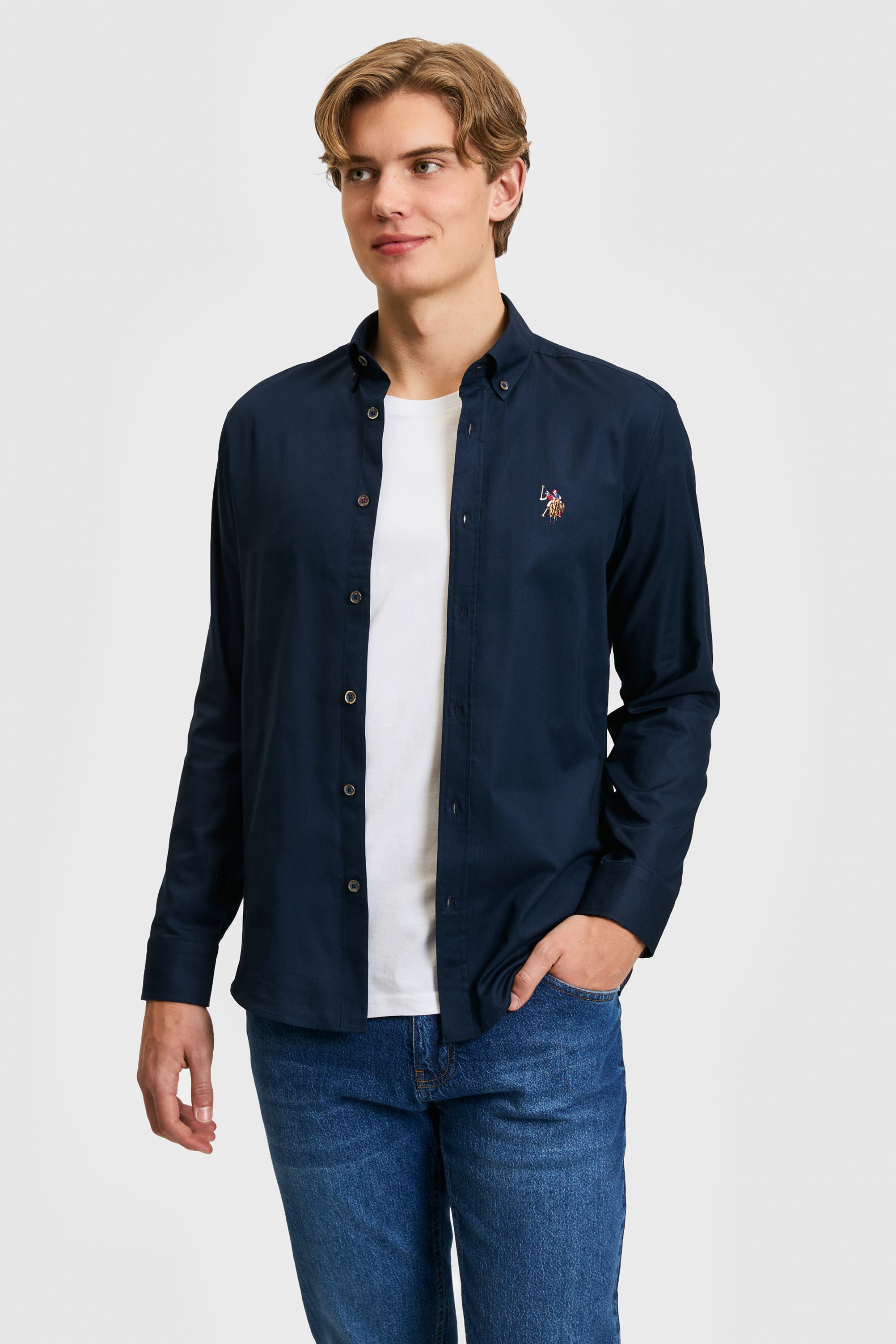 Camasa Barbat Bleumarin Cu Logo Colorat