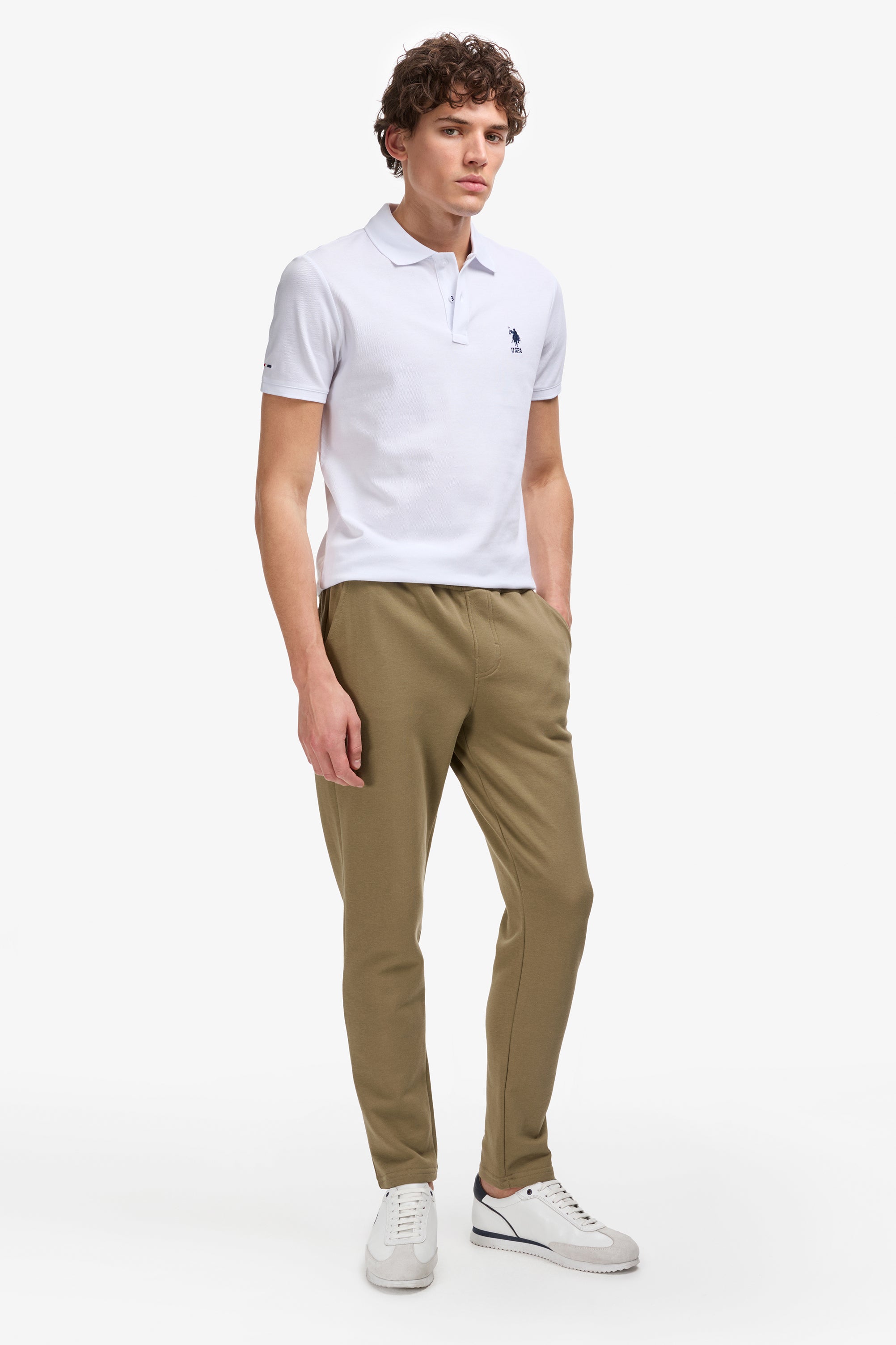 Tricou Polo Barbat Alb Cu Logo Brodat