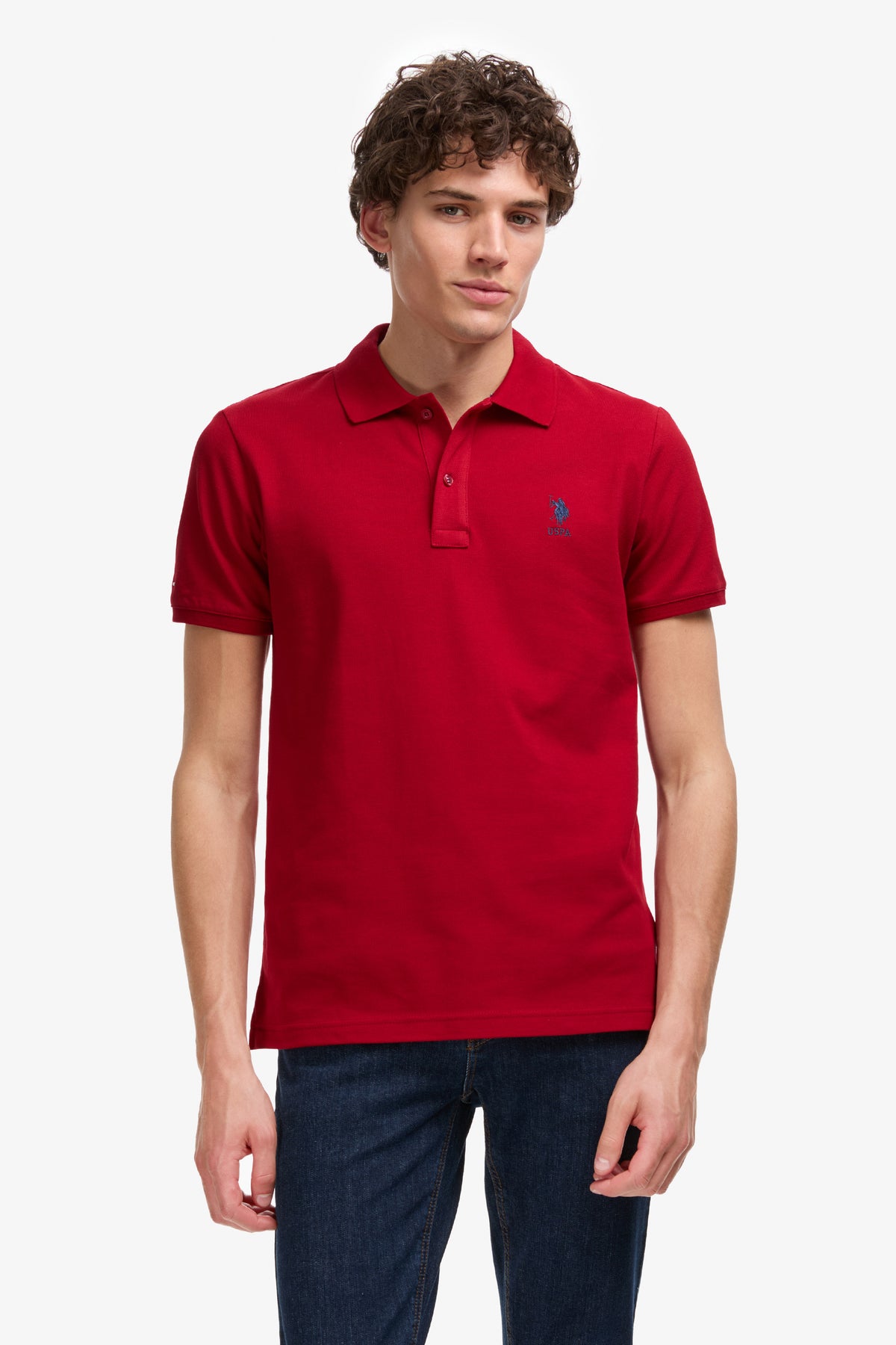 Tricou Polo Barbat Rosu Cu Logo Brodat