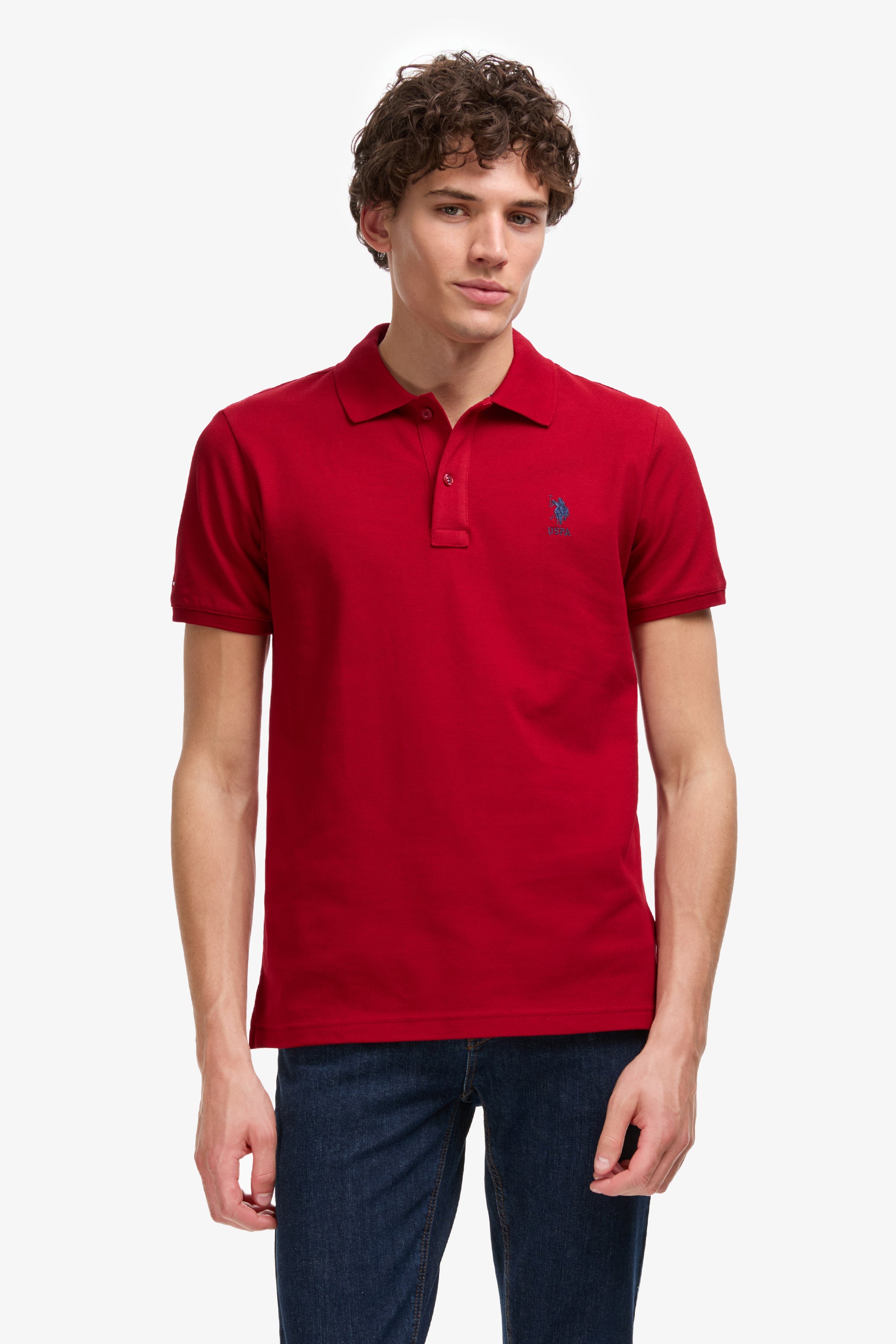 Tricou Polo Barbat Rosu Cu Logo Brodat