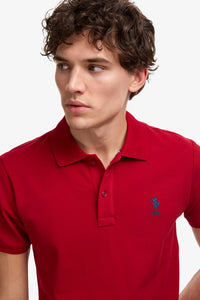 Tricou Polo Barbat Rosu Cu Logo Brodat