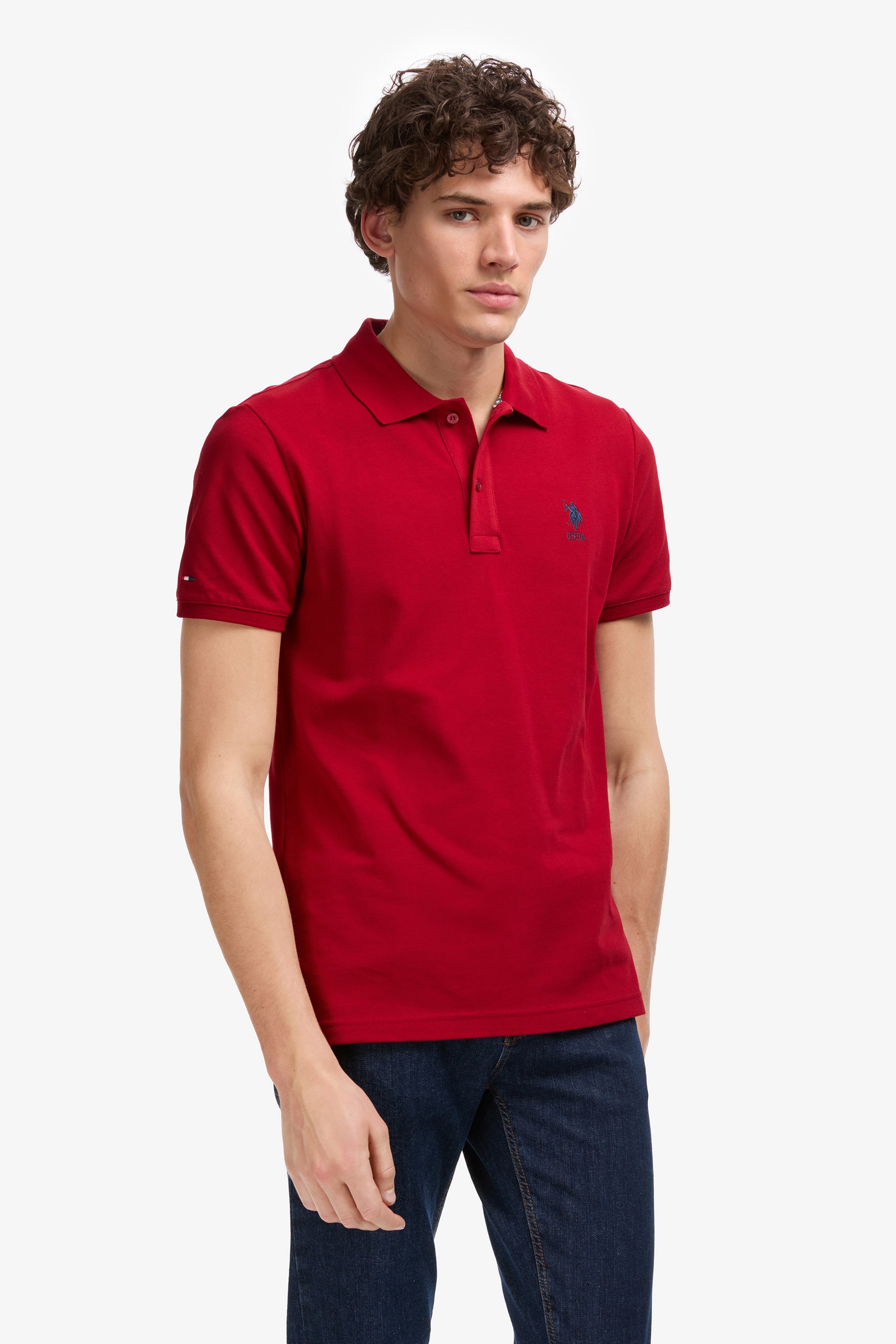 Tricou Polo Barbat Rosu Cu Logo Brodat