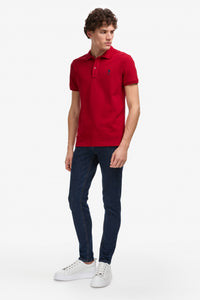 Tricou Polo Barbat Rosu Cu Logo Brodat