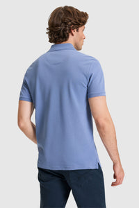 Tricou Polo Bărbați Albastru Prăfuit Cu Logo Brodat