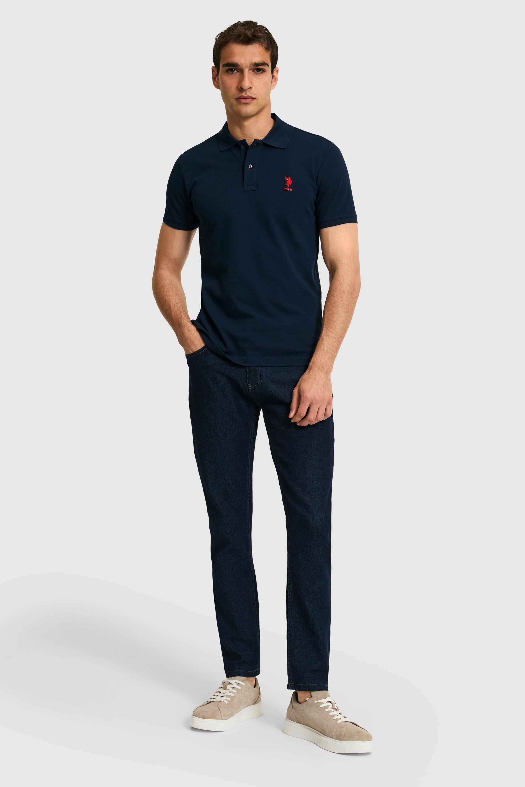 Tricou Polo Barbat Bleumarin Cu Logo Brodat