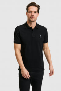 Tricou Polo Bărbați Negru Cu Logo Discret