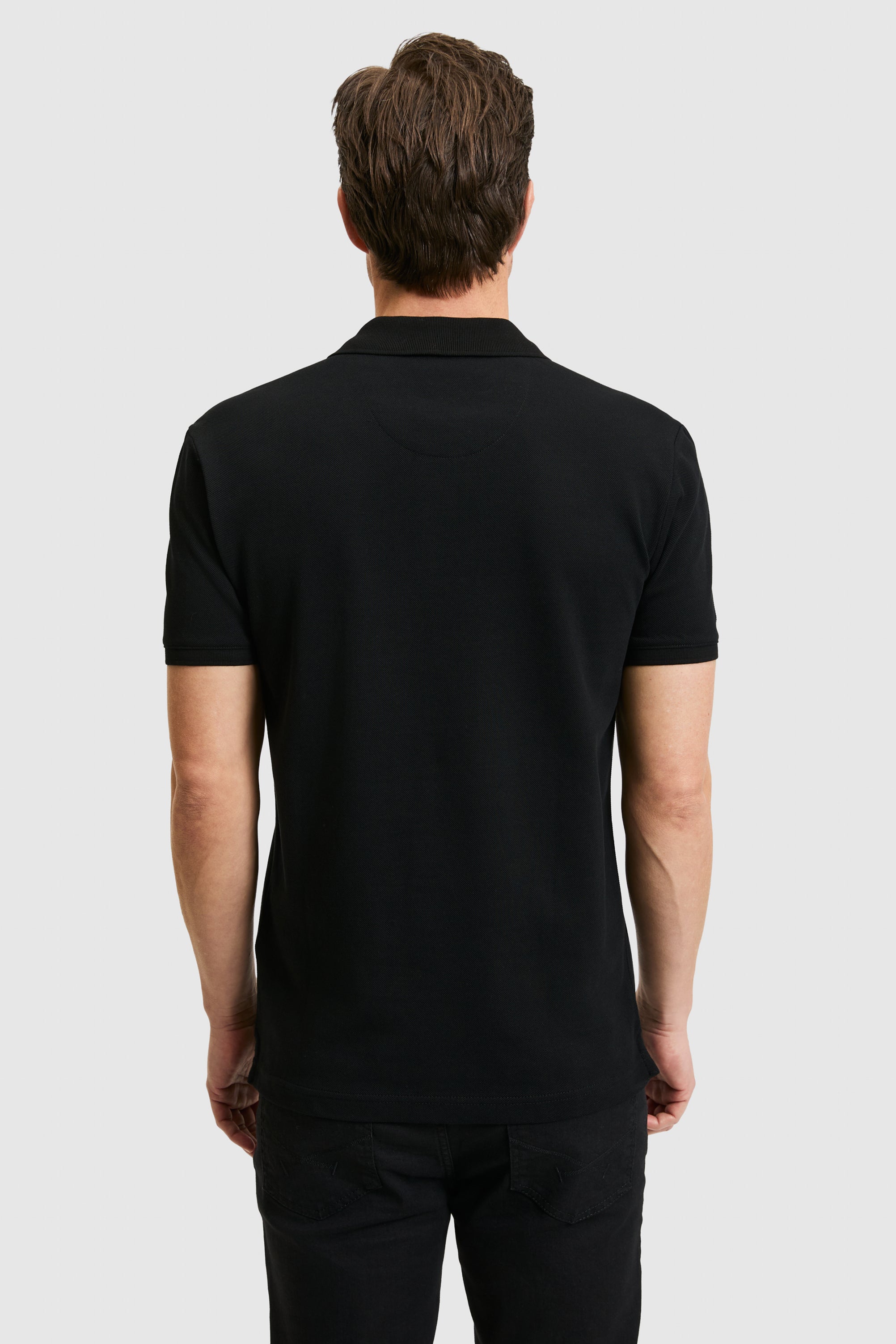 Tricou Polo Bărbați Negru Cu Logo Discret