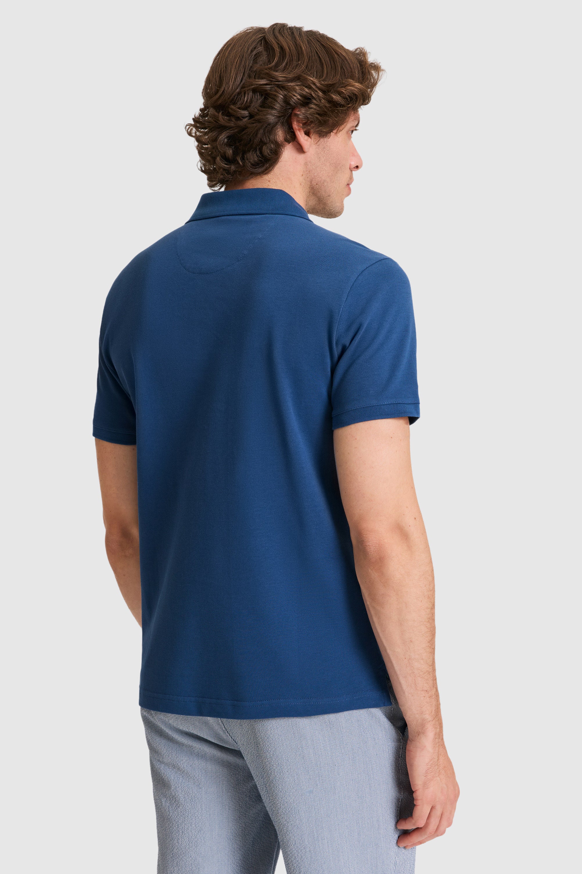 Tricou Polo Bărbați Albastru Indigo Cu Logo Brodat