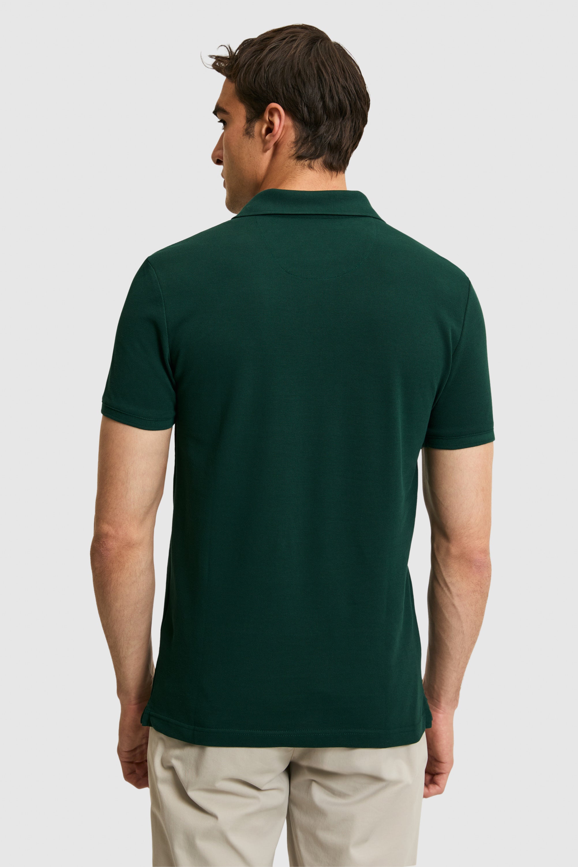 Tricou Polo Bărbați Verde Închis Cu Logo Brodat