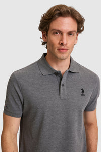 Tricou Polo Bărbați Gri Antracit Cu Logo Brodat
