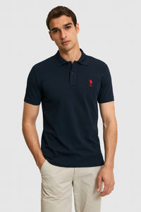 Tricou Polo Bărbați Bleumarin Închis Cu Logo Brodat