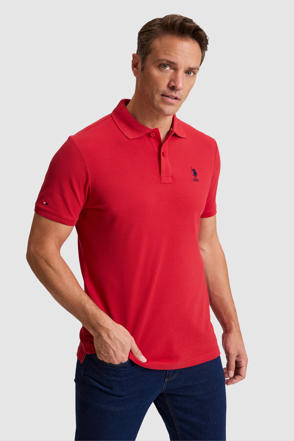 Tricou Polo Bărbați Turcoaz Cu Logo Brodat