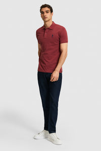 Tricou Polo Bărbați Roșu Cărămiziu Cu Logo Brodat