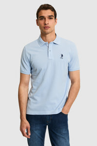 Tricou Polo Bărbați Albastru Deschis Cu Logo Discret
