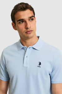 Tricou Polo Bărbați Albastru Deschis Cu Logo Discret