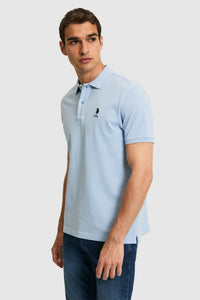 Tricou Polo Bărbați Albastru Deschis Cu Logo Discret