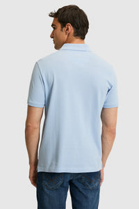 Tricou Polo Bărbați Albastru Deschis Cu Logo Discret