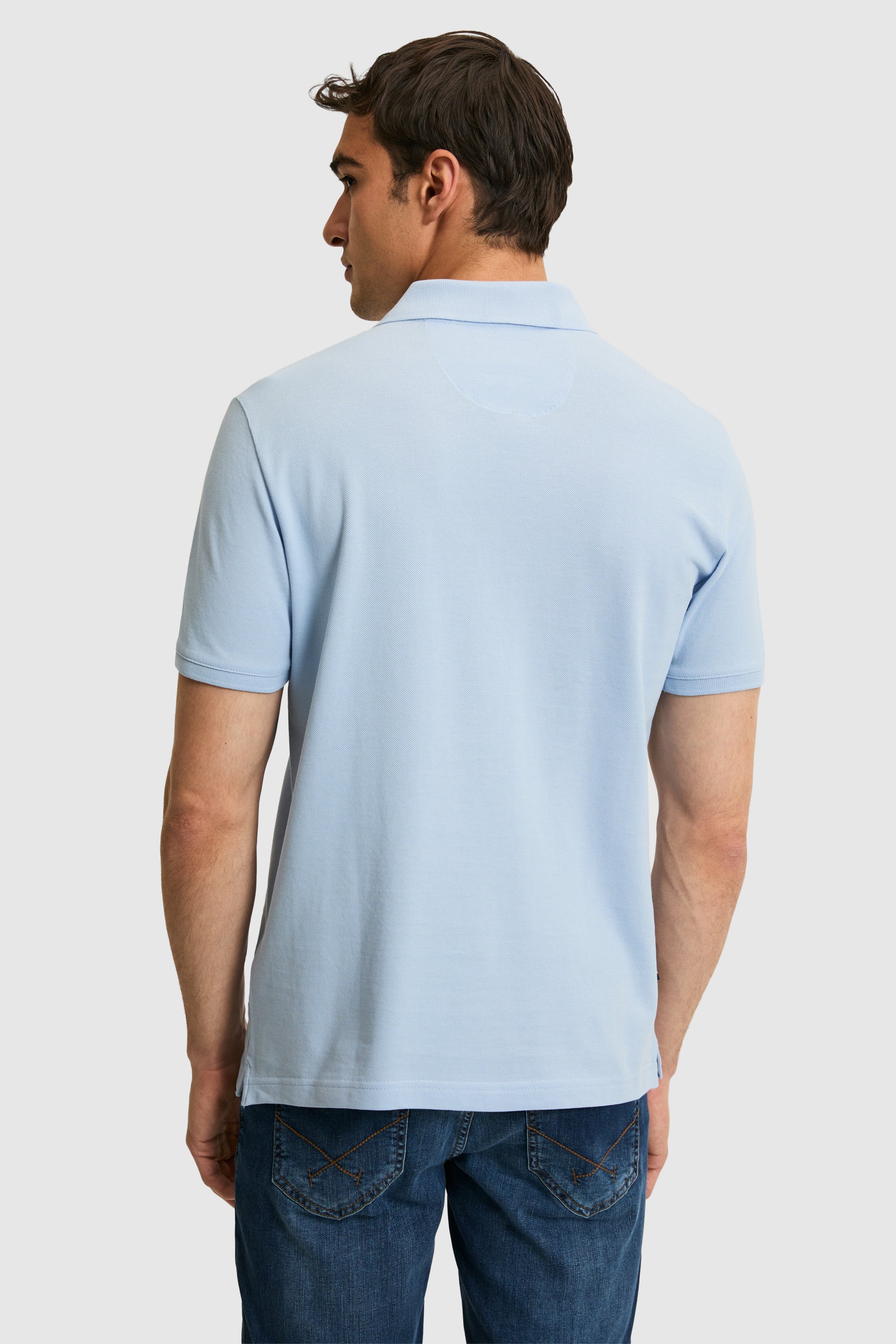 Tricou Polo Bărbați Albastru Deschis Cu Logo Discret