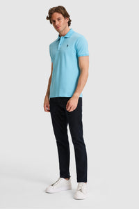 Tricou Polo Bărbați Albastru Aqua Cu Logo Discret